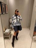 Khalesexx casual Big-name women's spring denim 3D hand-painted printing fashion tops jacket jacket 2021New women's clothing loose short jacket XL