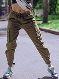 Khalesexx CS BIVIGAOS New Women Harajuku Stylish Cargo Pants Korean Overalls Trend Fashion Casual Slim Harem Pants MAGIC TAPE Ninth Pants