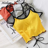 Khalesexx CS HELIAR Women Halter Tops Backless Bandage Sexy Crop Tops Women Lingerie Tops Padded Cotton Tank Tops Cropped Feminino Summer