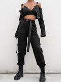 HEYounGIRL Streetwear Cargo Pants Women Casual Joggers Black High Waist Loose Female Trousers Korean Style Ladies Pants Capri