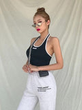 Khalesexx CS Nibber summer bodycon sleeveless halter cotton simple tees top 2020 woman Basic leisure streetweat t-shirt top black/navy blue