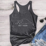 NOT TODAY Sleeping Cat Printed Tanks Tops Sleeveless Women Summer Cute Vest Top Female Loose Round Neck Woman Top Verano Mujer