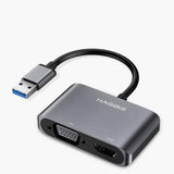 Hagibis USB 3.0 to HDMI-compatible VGA Adapter 4K HD Multi-Display 2in1 USB to HDMI-compatible Converter for Windows 7/8/10 OS
