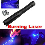 Khalesexx Electronic High power Blue laser pointers Rechargeable Adjustable Focus focusable 450nm powerful  Lazer sight Burning Match
