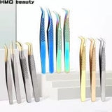 2 Pcs Eyelashes Tweezers Stainless Steel superhard Tweezers High Precision Anti-static tweezers for Eyelash Extensions