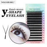 Khalesexx Lashes NAGARAKU YY shape hand woven premium mink soft light natural eyelashes extension makeup mesh net cross false eyelash individual