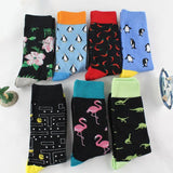 2023 New Hiphop Cotton Men Socks Harajuku Happy Funny animal Flamingo penguin chili Dress Socks for Male Wedding Christmas Gift