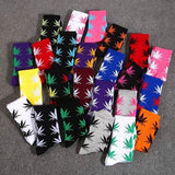 Khalesexx MenU 39 Cool 37- 46 Unisex Men's Funny Skateboard Socks Hemp Meias Long Happy Maple Leaf sokken Cotton Weed Grass White Black Socken