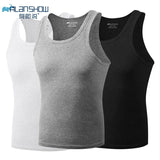 3pcs Cotton Undershirt men casual underwear Stretchy Men Vest Pure Cotton Breathable Round Neckline Vest for Men coarse-pitch