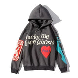 Kanye West Graffiti Letter Print Plus Velvet Sweatshirt Men Harajuku Fleece Hoodie Hip Hop Stranger Things Hooded Hoodies