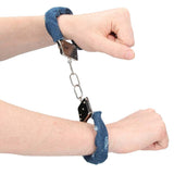 Khalesexx Ouch! Denim Style Metal Hand Cuffs in Blue