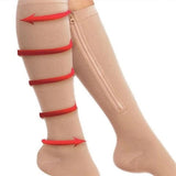 1 Pair Unisex Open Toe Compression Socks Knee Length Zipper Up Calf Leg Anti-Fatigue Stocking Varicosity Support Elastic Socks