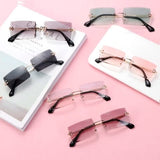 Fashion Small Rectangle Sunglasses Summer UV400 Eyewear 2023 Newest Trendy Women Men Rimless Cycling Retro Sun Glasses Shades