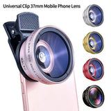 3 IN 1 Lens Universal Clip 37mm Mobile Phone Lens Professional 0.45x 49uv Super Wide-Angle + Macro HD Lens For iPhone Android