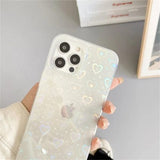 Khalesexx tele Fashion Gradient Laser Love Heart Pattern Clear Phone Case For iPhone 11 12 Pro Max X XS XR 7 8 Plus SE 2020 Shockproof Bumper