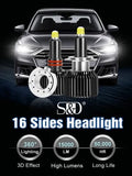 49 CSP 16 Sides H11 H7 Led Car Headlights Bulbs 6000K H8 H1 HB3 9005 HB4 9006 50W 3D 360 degree Automotive Fog Lights Auto Lamp