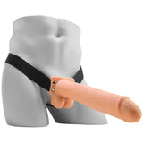 6 Inch Hollow Vibrating Strap-On with Balls in Tan