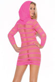 Hot Pink Cupless Hooded Mini Dress - Pornhint