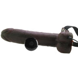 8 Inch Hollow Vibrating Strap-On with Remote in Brown - Khalesexx