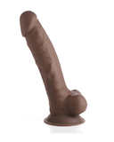 Fleshstixxx 8 Inch Vibrating Silicone Dildo With Balls - Chocolate