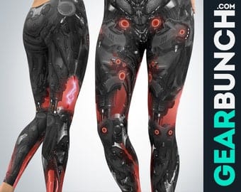 Mechanical Robot Leggings for Women Gothic Sci fi CyberPunk  