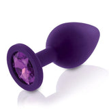 Conjunto de 3 peças de plugue de silicone Rianne S com gemas - Roxo