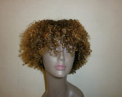 Short Wig Kinky Curls Afro Look Synthetic Hair Wig with adjustable