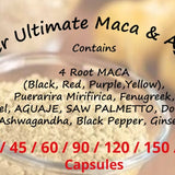 Super Ultimate Maca & Aguaje Capsules - MACA(Black, Red, Purple,Yellow),Ginseng, Pueraria Mirifica,Fenugreek, Fennel, Saw Palmetto, DongQuai