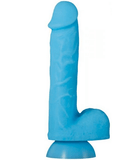 Dildo de silicone com toque e brilho azul que brilha no escuro