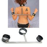 Slave Model-T PU Leather Collar-Wrist Cuffs Posture Restraint Shackle Pillory