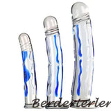 Large Thick Blue Stripe Crystal Glass Realistic Penis Dildos Butt Plug Sex