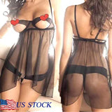 Sexy Lingerie For Womens Cupless Babydoll Sleepwear Ladies Sheer Nightwear Teddy