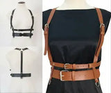 Women PUNK PU Leather Cupless Adjustable Body Chest harness Costume club Cosplay