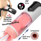 Masturbaters Male Telescopic Blowjob Stroker Wearable Release Hands Free Strap