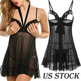 Sexy Lingerie Women Teddy Babydoll Bodysuit Lace Cupless Underwear with G-String