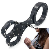 Newest Black Crystal Collar Handcuffs Bound Games Lock Restrictive Shelf Pillory