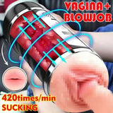 Male Masturbater Auto Handsfree Double Head BlowJob Cup Sucking Stroker Men Toys