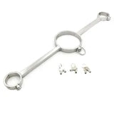 Press Lock  StainlessSteel Bondage Yoke Pillory Handcuffs Wrist Cuffs NeckCollar