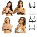 Women WetLook Bra Nipple Open Bust Cupless Bralette Sexy Lingerie Crop Top