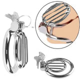 Stainless Steel Male Chastity Device Small Double Rings Lock Male Chastity Cage