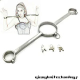 Stainless Steel Handcuffs Press Lock Design Fetter Yoke Pillory Restraints