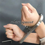 New Bondage Heavy Stainless Steel Cangue Fixed Handcuffs Wrist Cuffs Pillory