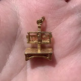 14k Solid Yellow Gold Stocks Pillory Colonial Williamsburg Charm Articulated 5g