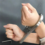 BDSM Bondage Heavy Stainless Steel Cangue Fixed Handcuffs Wrist Cuffs Pillory