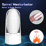 Heating Reusable Realistic Spiral Stroker Sleeve Men Masturbator Trainer Sex Cup