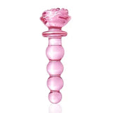 Beaded Pink Rose Glass Anal Butt Plug Dildo Anal Beads Sex