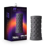 M Elite Platinum Hekx Silicone Stroker Black - Ribbed Masturbation Sleeve