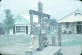 1957 Brother Sister Pillory Village Museum Monroe New York Vintage 35mm Slide