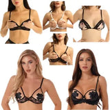 Women's Lace Bra Nipple Open Bust Cupless Bralette Wire-free Lingerie Brassiere