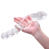 Long Glass Crystal Dildo Anal Butt Plug Beads Sex G Spot Massager Women Men